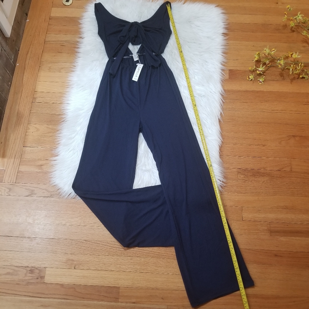 CAPELLA New!! Dark Blue Sleeveless Stretch Jumpsuit Size L, Cut in the front. - Picture 11 of 14
